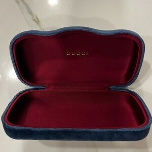 Gucci Velvet Glasses Case in Blue and Red
